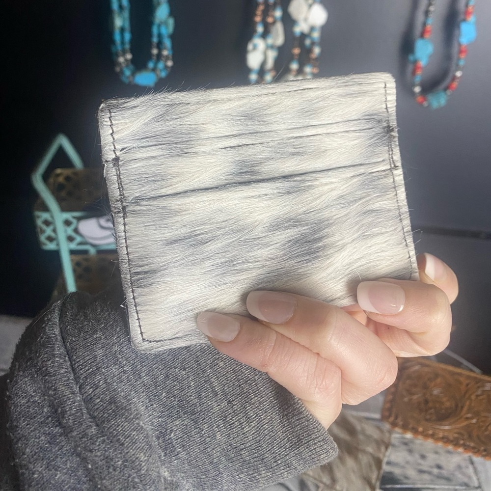 Leather and cowhide handmade credit card holder